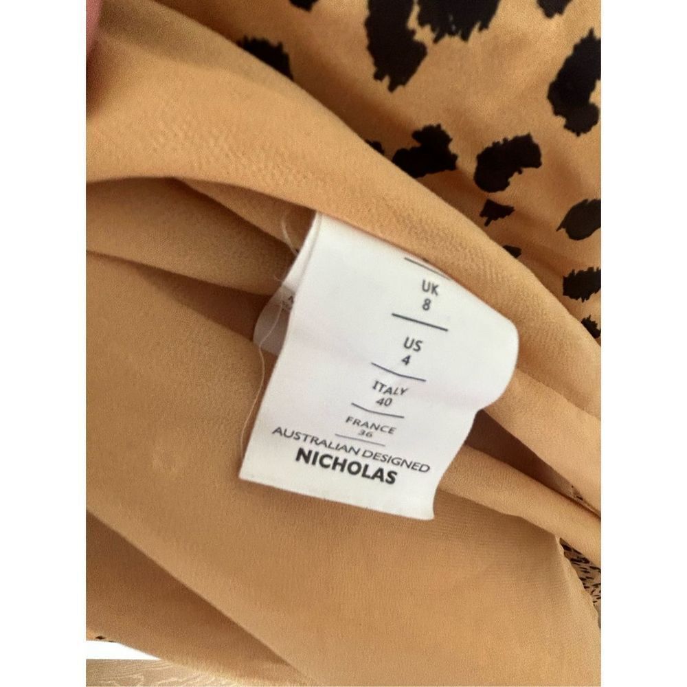 Nicholas Tan Leopard Print V-Neck Tie Front Silk … - image 7